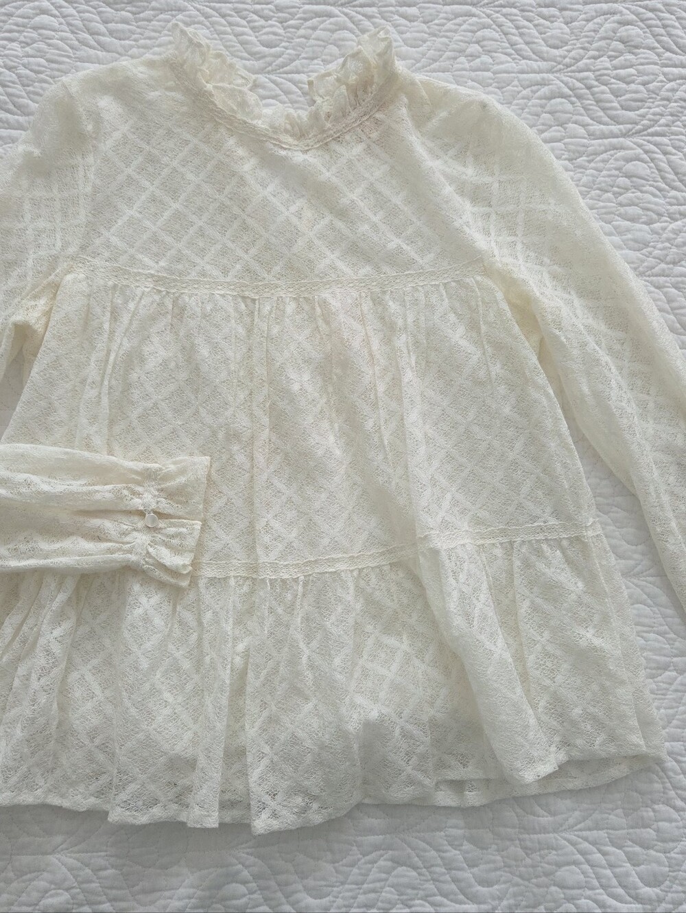Sezane Cream Lace Top, Size S